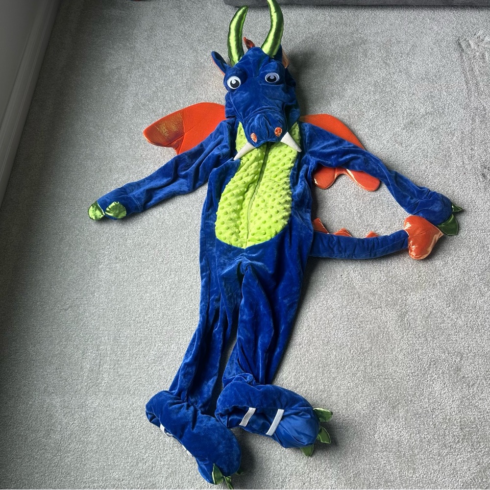 Blue Green and Orange Dragon Halloween costume 4T